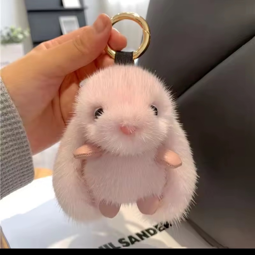 ADORABLE Pink Bunny Keychain - Super Soft Fur.